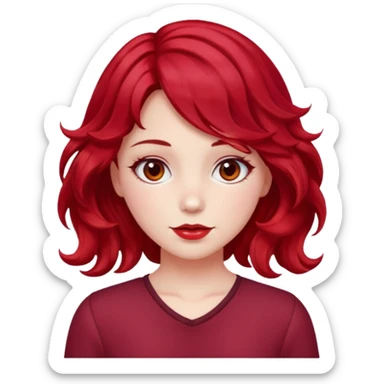 Soft girl with Cherry red wavey medium size hair  sticker