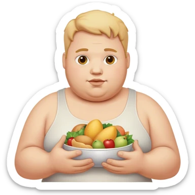 fat person with food in his hands sticker