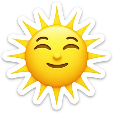 Yellow sun, radiating yellow beams sticker