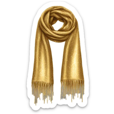Realistic glitter gold winter scarf isolated.  sticker