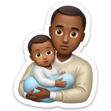 Sean “Diddy” Combs with baby oil and a very small infant sticker