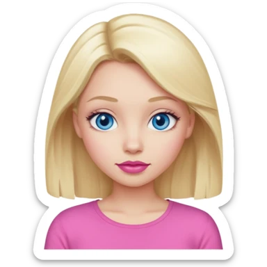 blonde girl blue eyes big pink lips bimbo pink top diva sticker