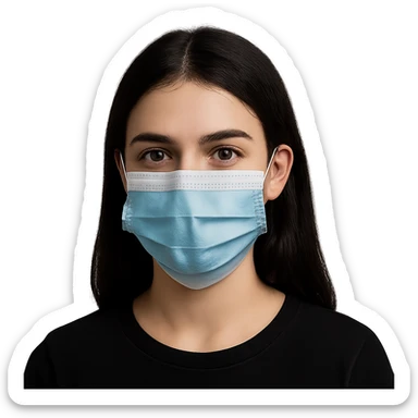 girl with dark hair wearing a covid mask, variation 1 sticker