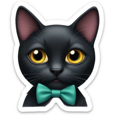 Black cat with a bow tie sticker