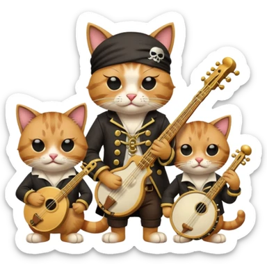 pirate cats with one eye closed with band sticker