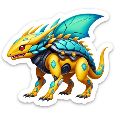  exotic tropical cyber-Protogen-Fakémon-Pokémon-Vernid-creature sticker