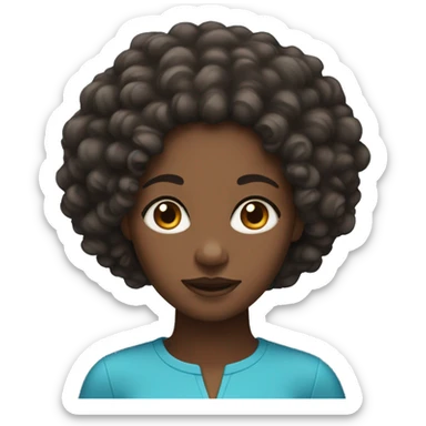 black woman with curly hair and blu eyes  sticker