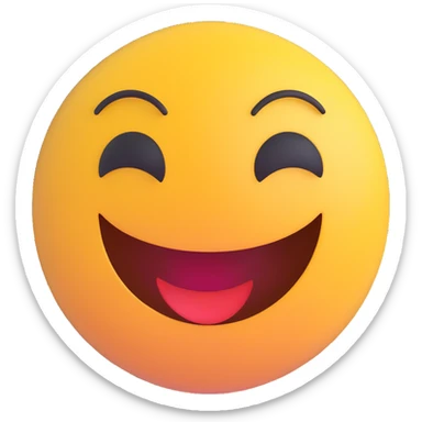 3D smiley emoji, round shape, student studying in cafe, brown color, smiling face sticker