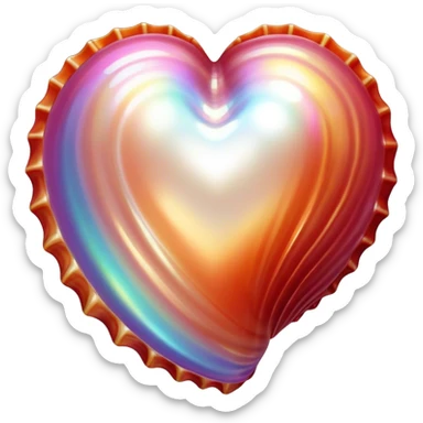Sea shell with pearl and a heart sticker
