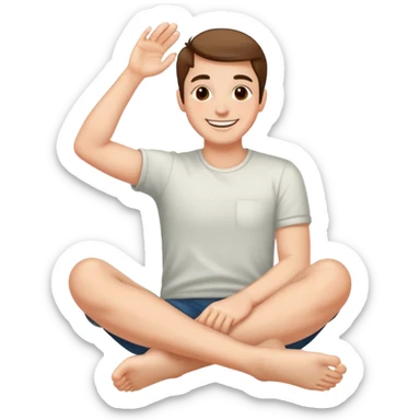 Smiling with feet up and hands on chin sticker