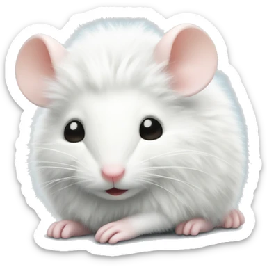 small tiny white fluffy sleepy mouse sticker