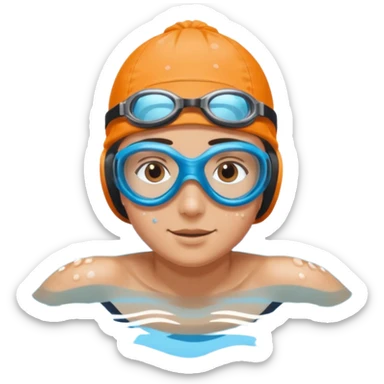person swimming laps in pool zoomed out showing lap swiming back stroke sticker