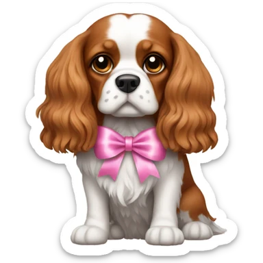 King Charles dog with pink ribbons sticker