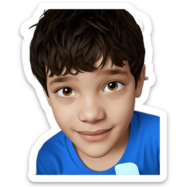 smiling boy in blue shirt sticker
