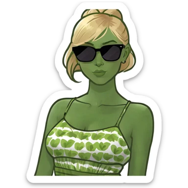 blonde hair green eyes tan girl sticker