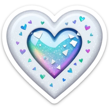 coração partido glitter branco sticker