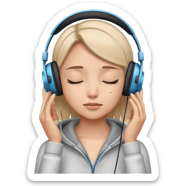 Girl wearing headphones with her eyes close sticker