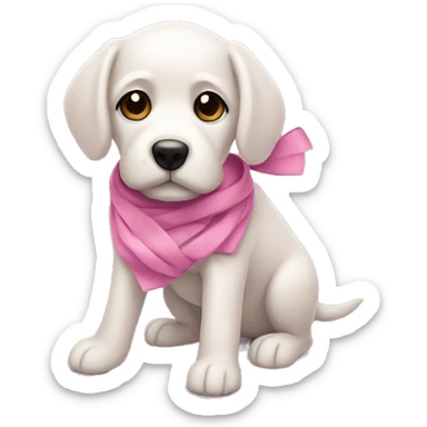 perro tierno con lazo color rosa  sticker