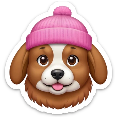 dog wearing a pink beanie sticker