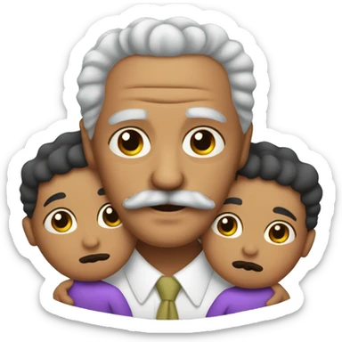 Mexican grandpa with curly hair and mustache carrying two baby’s  sticker