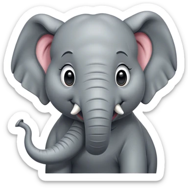 Cinematic Comical Elephant Portrait Emoji, Head tilted dramatically with an exaggeratedly amused expression, featuring a striking gray hide with whimsical wrinkles and wide, expressive eyes full of playful disbelief, Simplified yet hilariously expressive features, highly detailed, glowing with a slightly sassy glow, high shine, dramatic yet playful, stylized with an air of cheeky mischief, bright and endearing, soft glowing outline, capturing the essence of a spirited and over-the-top elephant, so meme-worthy it feels like it could trumpet its way into internet fame instantly! sticker