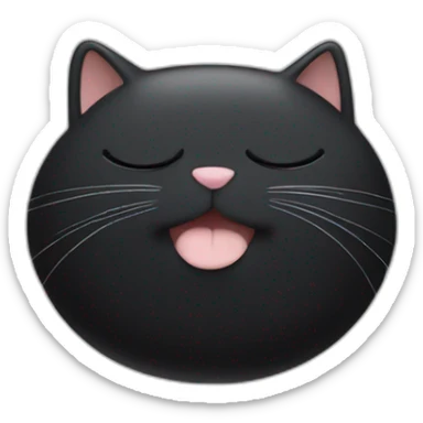 Fat black cat with chubby cheeks and white smiling closed eyes sticker