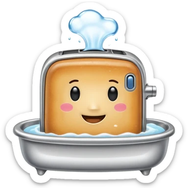 Happy toaster taking a bath sticker
