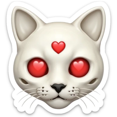 cat skull with heart eyes sticker