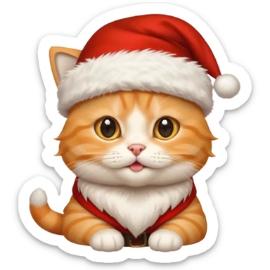 Light orange tabby kitty inside a Santa hat sticker