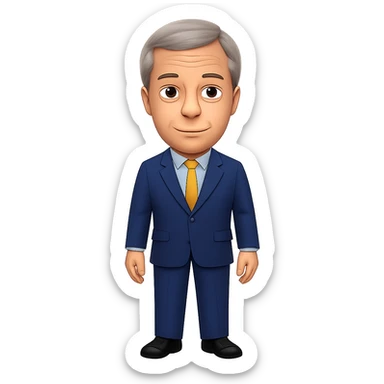 Create a full body figure of Nigel Farage confident and standing as an emoji with a transparent background. Maintain the style and essence of the original emoji. sticker