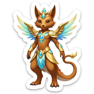 Anthro Sona Colorful Godly Celestial Shiny Fakemon Fantasy Creature Full Body sticker