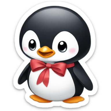 Penguin with a bow sticker