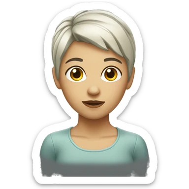 glass girl with short hair sticker