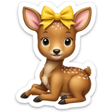 Newborn Baby Deer with Yellow bow sticker