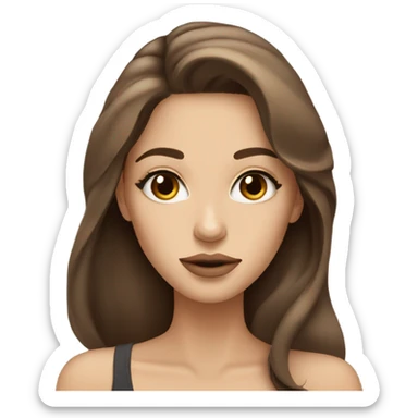 Beautiful woman, long brown hair, beige skin, model volume lips, big eyes  sticker