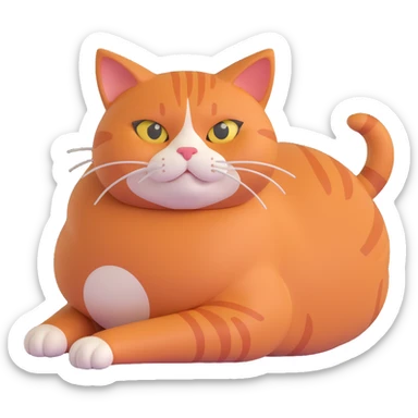 a fat red-haired cat named Rufo, lying down, playful look sticker