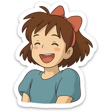 ghibli style character with a joyful expression sticker