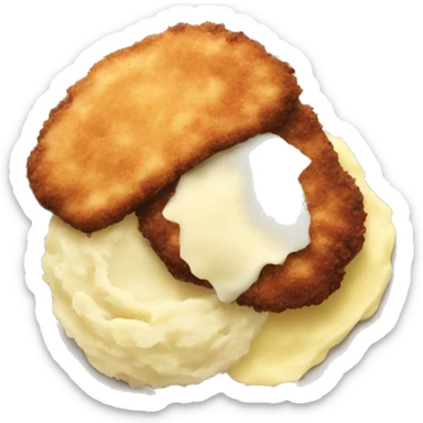 Cutlet with mashed potatoes on a plate sticker