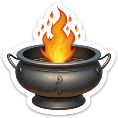 can you make a really medieval looking spiritual metal fire basin with a fire coming out of the top sticker