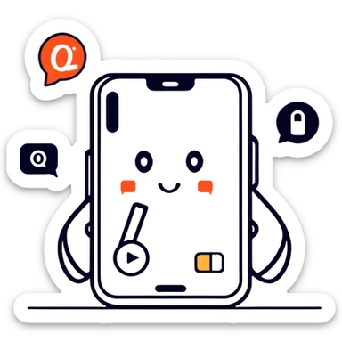 social media addiction with person staring at phone surrounded by notification symbols sticker