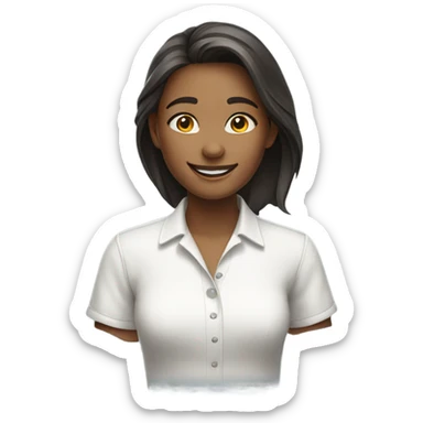 smiling girl in white shirt sticker