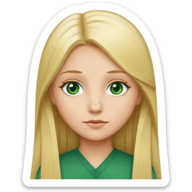 dziewczyna z długimi prostymi blond włosami i zielonymi oczami sticker