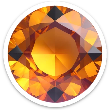 extreme up close amber round cut holographic gem with black metal accent, extra sparkle and shine sticker