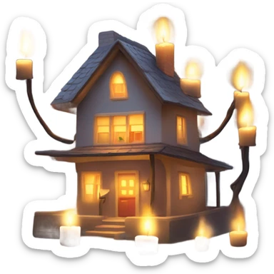 Lightening over a candlelit house  sticker