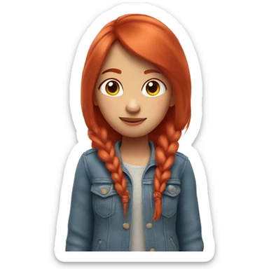 3d image, cute girl, with red hair in the style of Pixar sticker