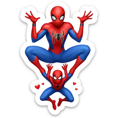 Spider-Man with hearts, a sign that says happy Mother’s Day sticker