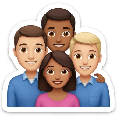 Un trouple : deux hommes  et une femme qui sont amoureux  ,  sticker