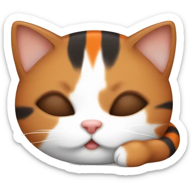 Cute brown and orange and white and black kitten sleeping sticker