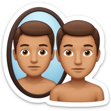 backside of a man 3/4 angle with the opposite view in the mirror sticker