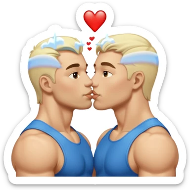 Two white blonde jacked men kissing eachother sticker